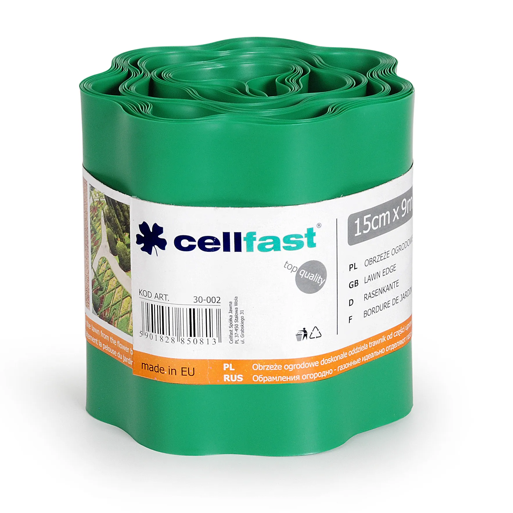 Furtunuri de grădină și accesorii pentru irigare (Cellfast) - Bordura gazon 15 cm x 9 m (verde)  CELLFAST