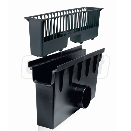 Grile și canale de scurgere; trape de curte din fontă și plastic - Canal canalizare PP  500x280x126 mm cu cos de gunoi pentru revizuire Art. 1742+1728  ZMM MAXPOL