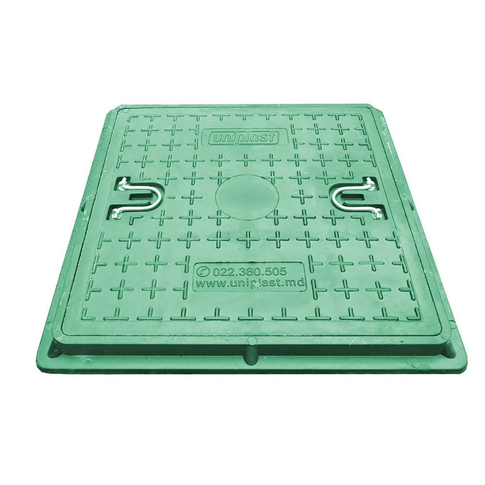 Capace și sisteme de scurgere - Capac canalizare compozit patrat 600x600 mm / 20 kN (2 t) (verde) (700x55 mm, 28 kg)