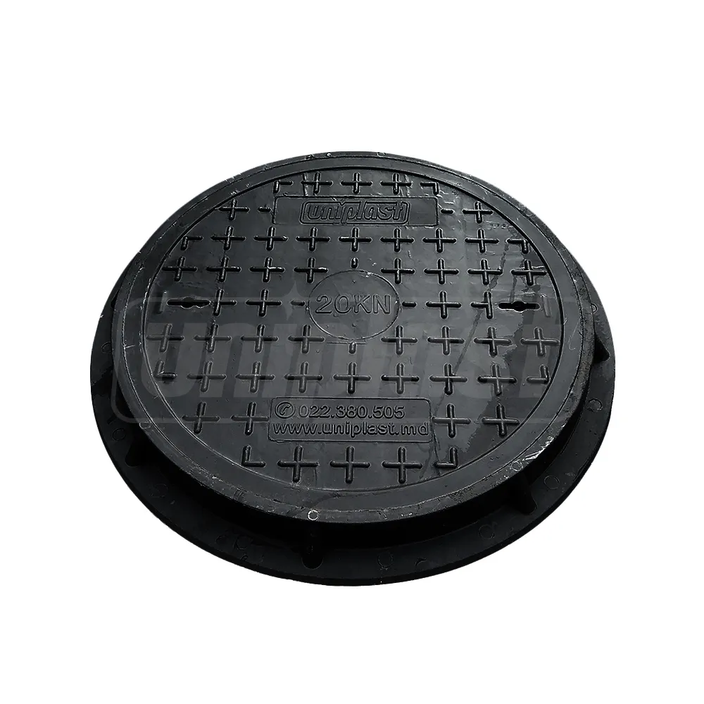 Capace și sisteme de scurgere - Capac canalizare cu rama D.500 / 2 t (negru) (pentru zone pietonale/gradina) (560x55 mm, 17 kg)