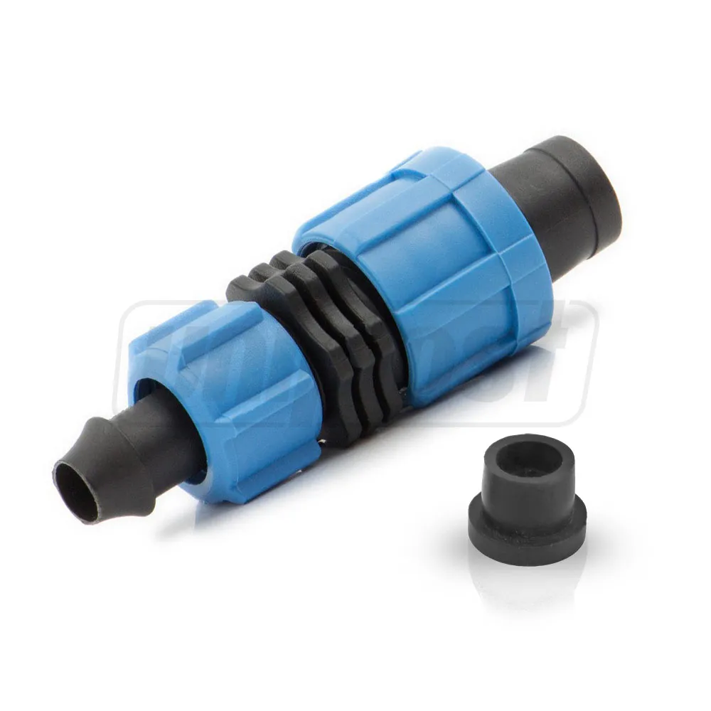 Bandă pentru irigare prin picurare. Fitinguri - Conector PE + banda D. 17 (cu garnitura (T) si piulita)  UNITAPE