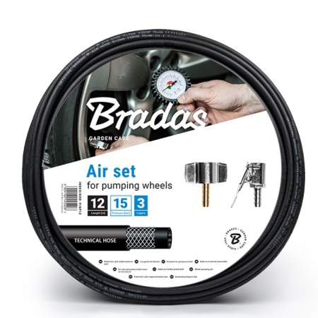 Scule pneumatice, accesorii - Furtun din cauciuc de umflat roti L=12 m, PN15 (set) P/KP12  BRADAS