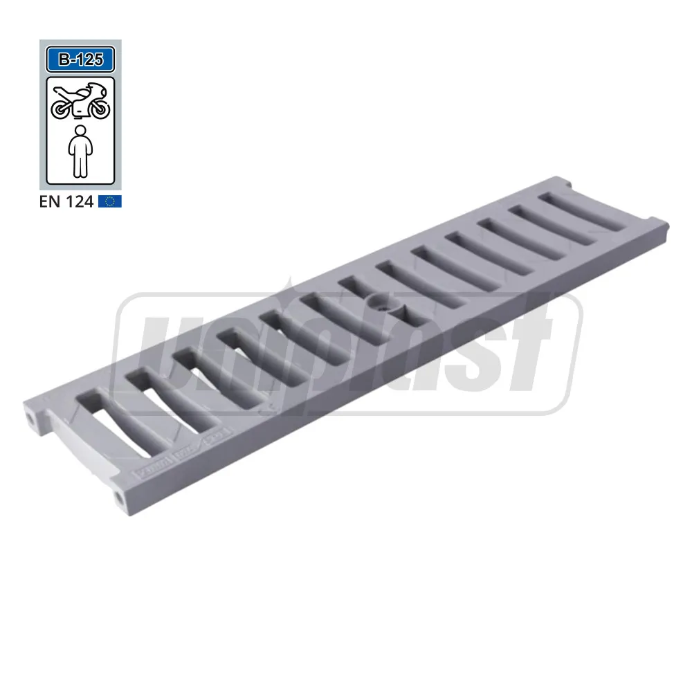 Grile și canale de scurgere; trape de curte din fontă și plastic - Gratar canalizare PP fara rigola 500x126 mm B125 (gri) Art. 1710  ZMM MAXPOL