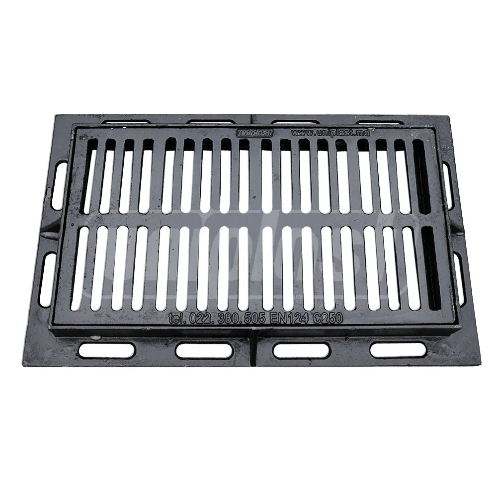 Grile și canale de scurgere; trape de curte din fontă și plastic - Gratar fonta canalizare 500x750x30 mm EN124 C250