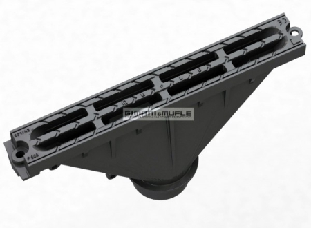 Grile și canale de scurgere; trape de curte din fontă și plastic - Palnie fonta cu grila FUNNEL D.110 L=500 mm H=300 mm B=75 mm  MUFLESYSTEM