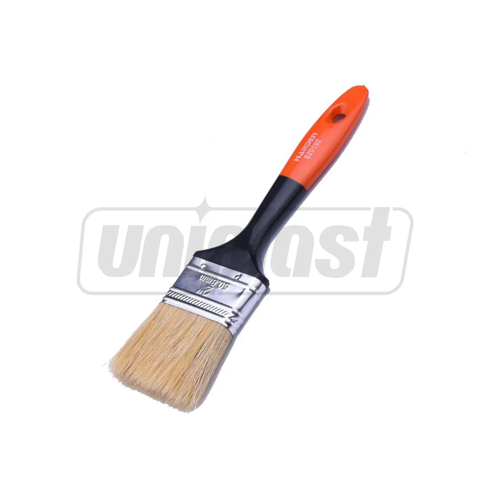 Scule pentru finisaje. Scule de vopsitorie - Perie 2" pentru zugravit, naturala, plata, maner din plastic (rosu/negru)  HARDEN