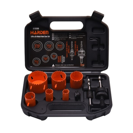 Accesorii pentru scule electrice - Set carote lemn 10 piese (19-57 mm) Industrial  HARDEN