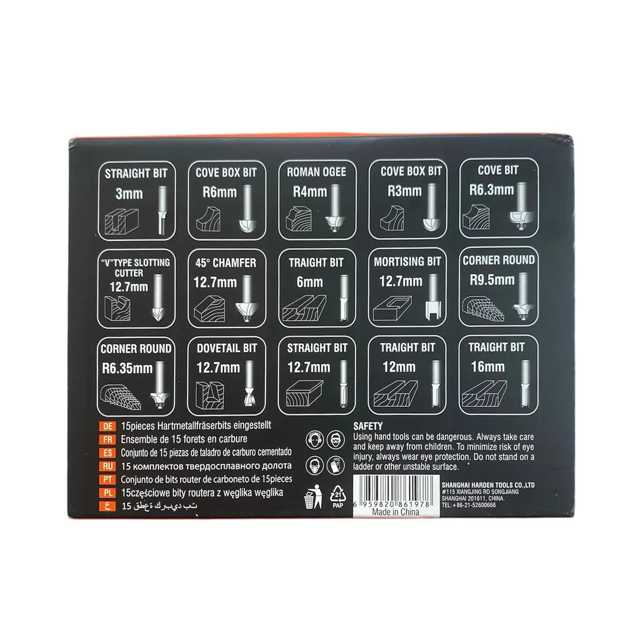 Accesorii pentru scule electrice - Set carote lemn (15 buc. in set) PRO  HARDEN