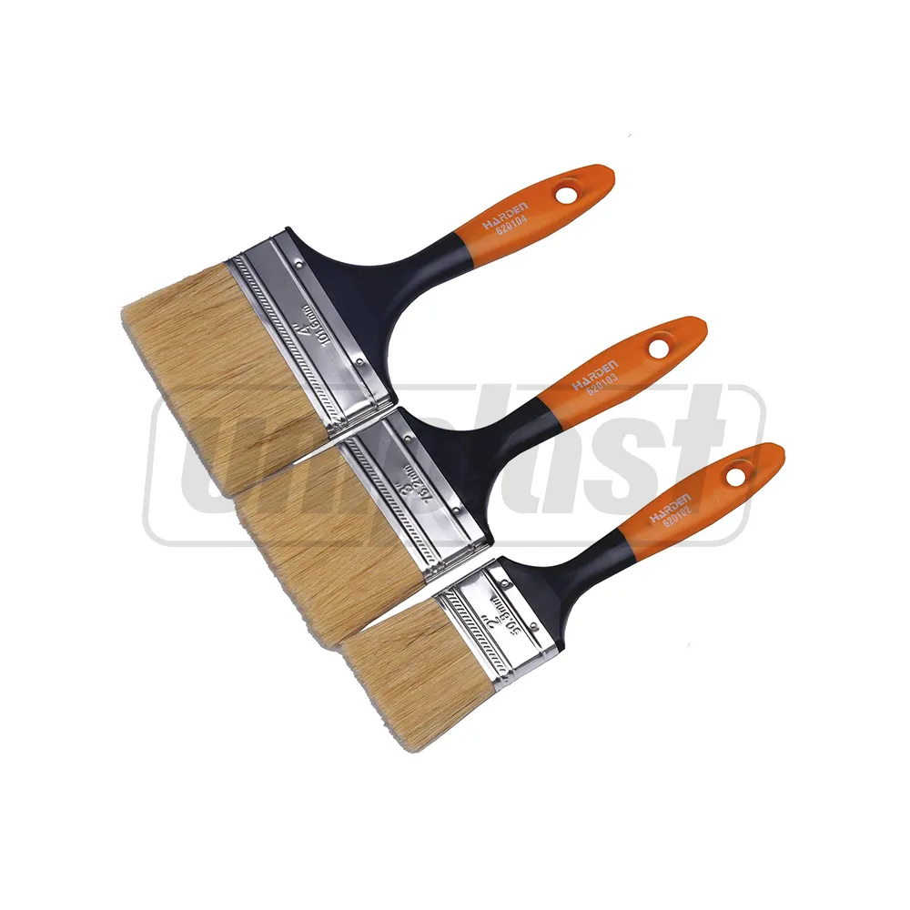 Scule pentru finisaje. Scule de vopsitorie - Set de 3 perii pentru zugravit, maner din plastic (rosu/negru) 2", 3", 4"  HARDEN