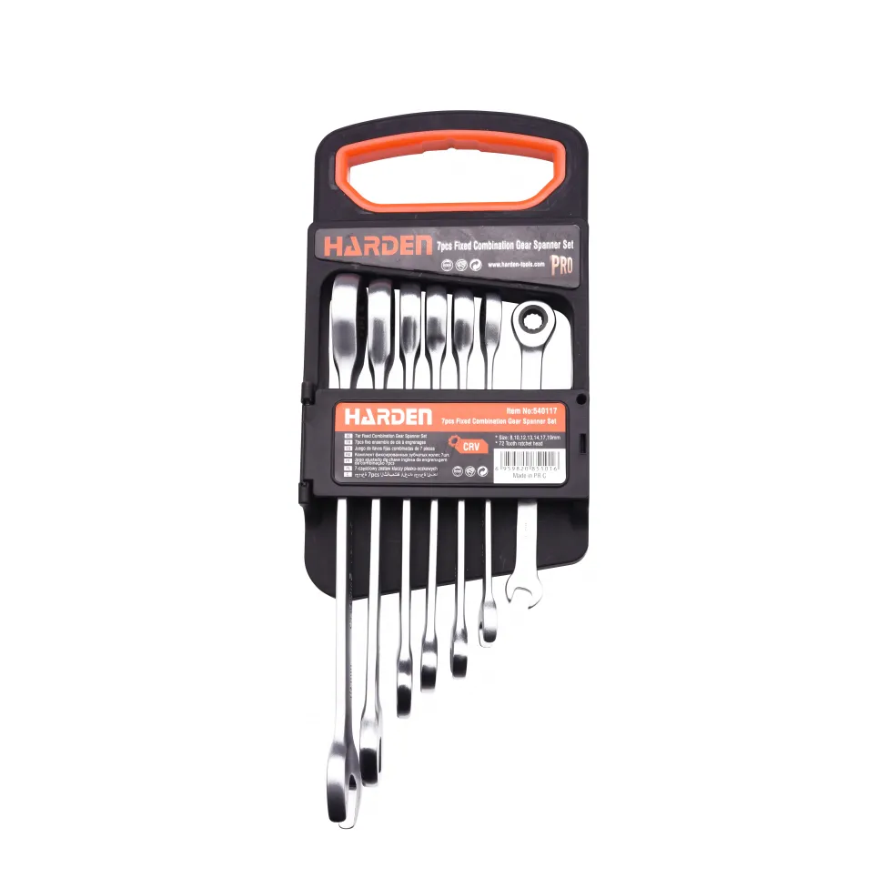 Scule pentru mecanică auto. Chei - Set de chei combinate rotative-fixe (7 buc.) Industrial  HARDEN