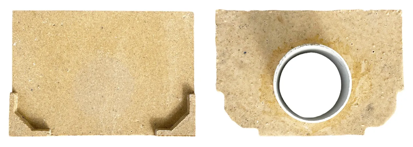 Grile și canale de scurgere; trape de curte din fontă și plastic - Set placa (2 buc.) capat fibrobeton 300x200 mm D.100 PVC pentru rigole 1000x200x300 mm (set 1 buc. exterioara + 1 buc. interioara) TR