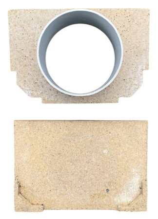 Grile și canale de scurgere; trape de curte din fontă și plastic - Set placa (2 buc.) capat fibrobeton 300x200 mm D.160 PVC pentru rigole 1000x200x300 mm (set 1 buc. exterioara + 1 buc. interioara) TR