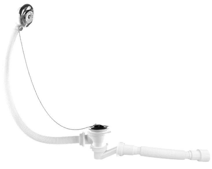 Sifoane pentru căzi și cădițe de duș - Sifon cada D. 1.1/2" x 50 cu preaplin, cu furtun si cu cap  METLINE
