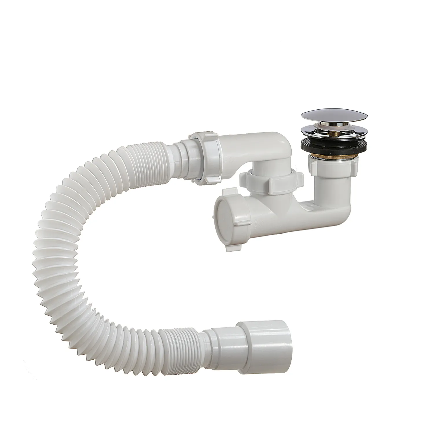 Sifoane pentru căzi și cădițe de duș - Sifon cadita dus D. 1.1/2" x 40 reglabil, click-clack, cu furtun gofrat 40/50  ORIO