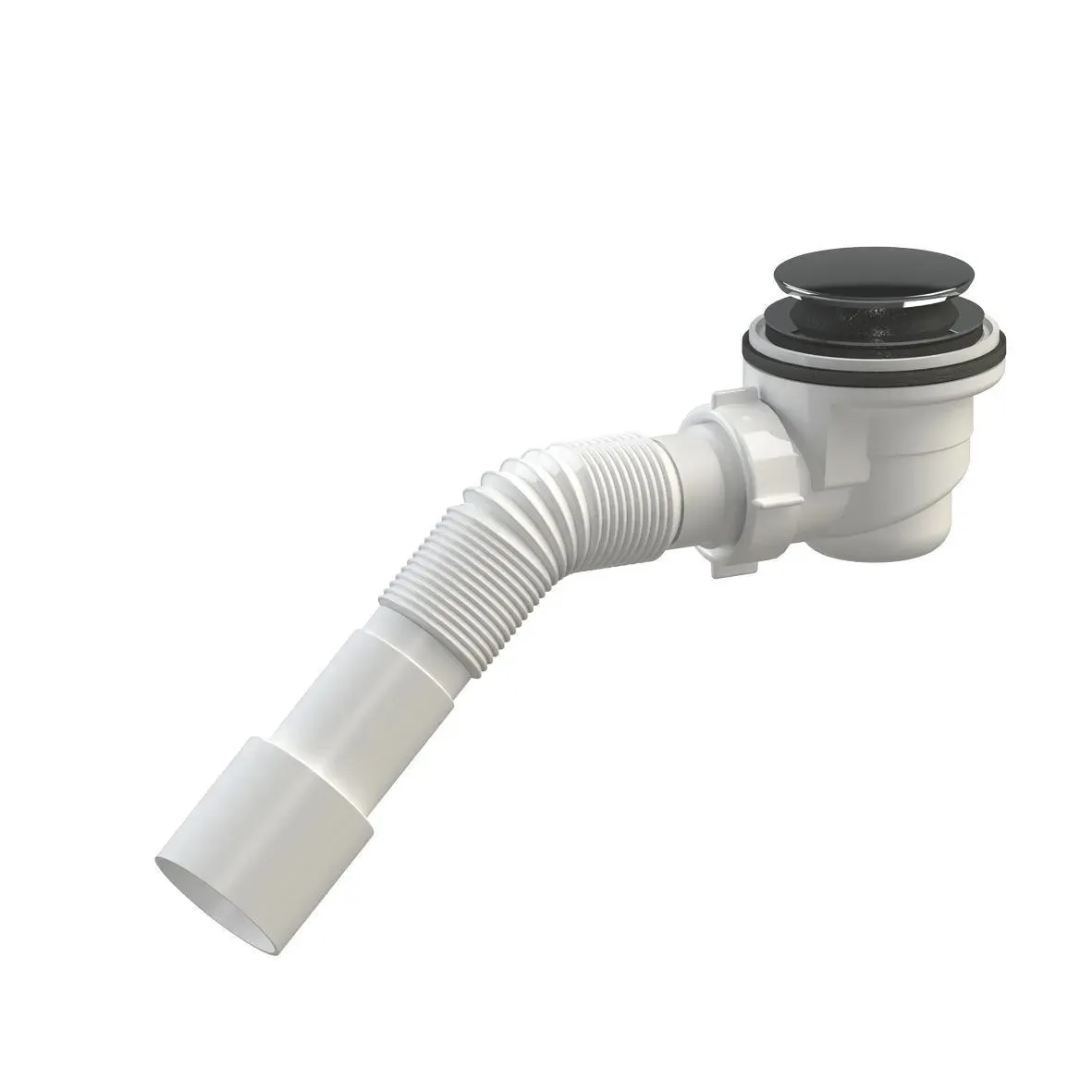 Sifoane pentru căzi și cădițe de duș - Sifon cadita dus D. 1.1/2" x 50 H=70 mm, grila plastic/crom, cu furtun gofrat 40/50 L=400 mm  SOLOPLAST