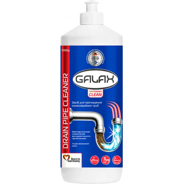 Agent pentru desfundarea țevilor - Solutie lichida pentru curatarea tevilor, 1000 g PowerClean  GALAX