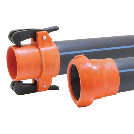 Sisteme pentru irigare câmpurilor PEP/ASPVC - Teava de irigatii cu prindere rapida din plastic D. 90 PN6 L=6 m (cu dungi albastre)  ASB