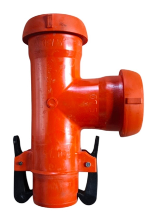 Sisteme pentru irigare câmpurilor PEP/ASPVC - Teu PEP cu prindere rapida din plastic D. 75x75/90°  ASB