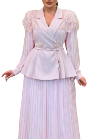 Costume - Costum dama Costum dama cu paiete si dantela, XL, roz pal