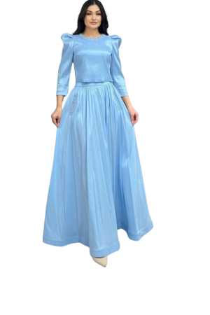 Costum dama Detective format din doua piese, cu paiete, Albastru [1]