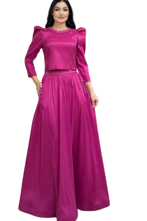 Costume - Costum dama din doua piese cu paiete, Fuchsia