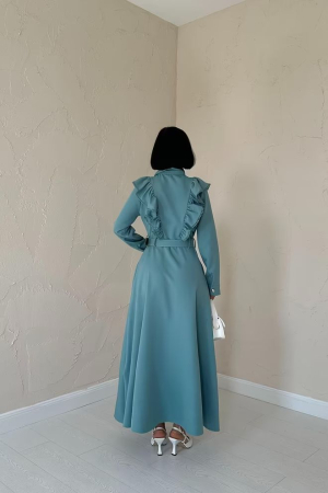 Rochii - Rochie dama Elisa vintage, turcoaz, maxi