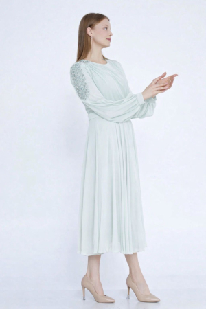 Vefastyle See-line, rochie midi, margele, mint [2]