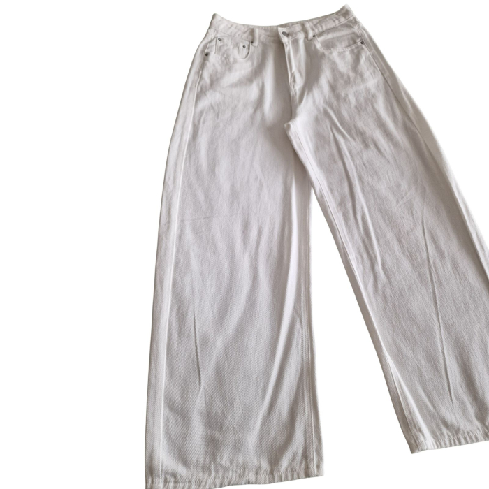 Blugi Dasy wide leg, alb, hight waist, XL [3]
