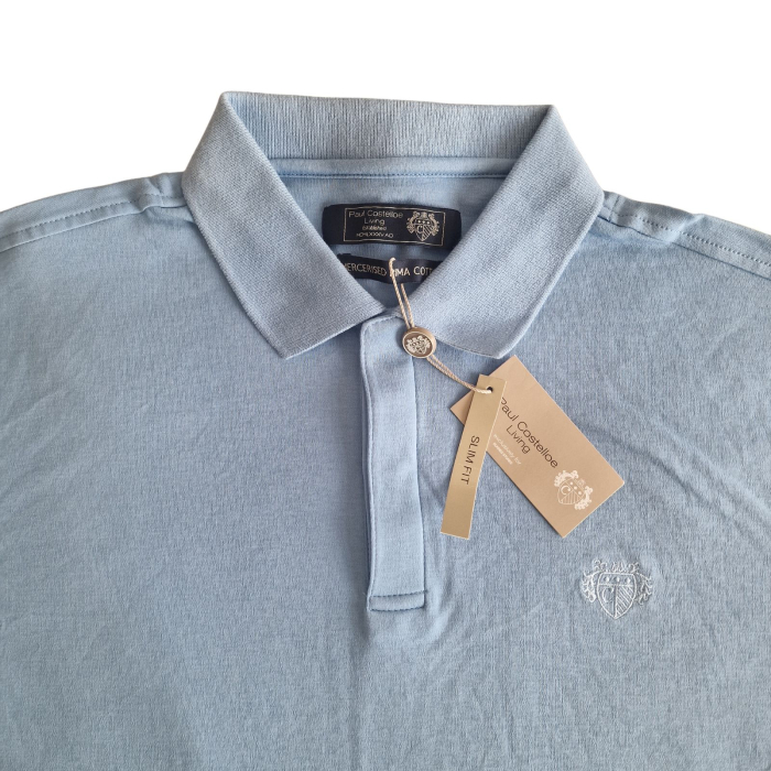 Tricou Paul Costelloe polo, albastru deschis, logo brodat, slim fit, L [3]