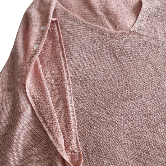 Bluza TOGETHER, tricot cu lurex, rpz pudrat, maneci fluture, umeri goi, 3XL [5]