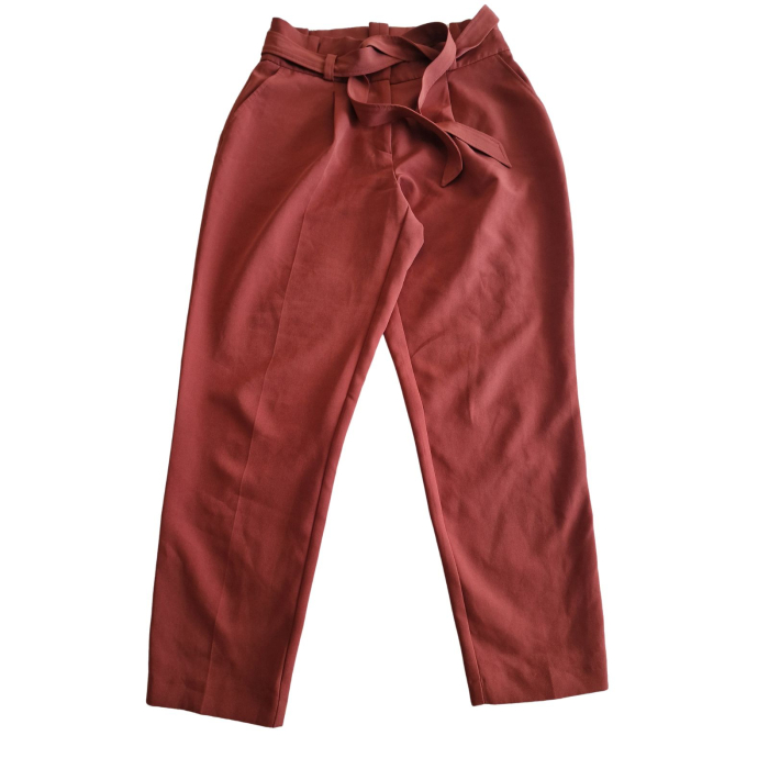 Pantaloni NEW LOOK, terracotta/ruginiu, talie inalta, croiala dreapta, M [2]