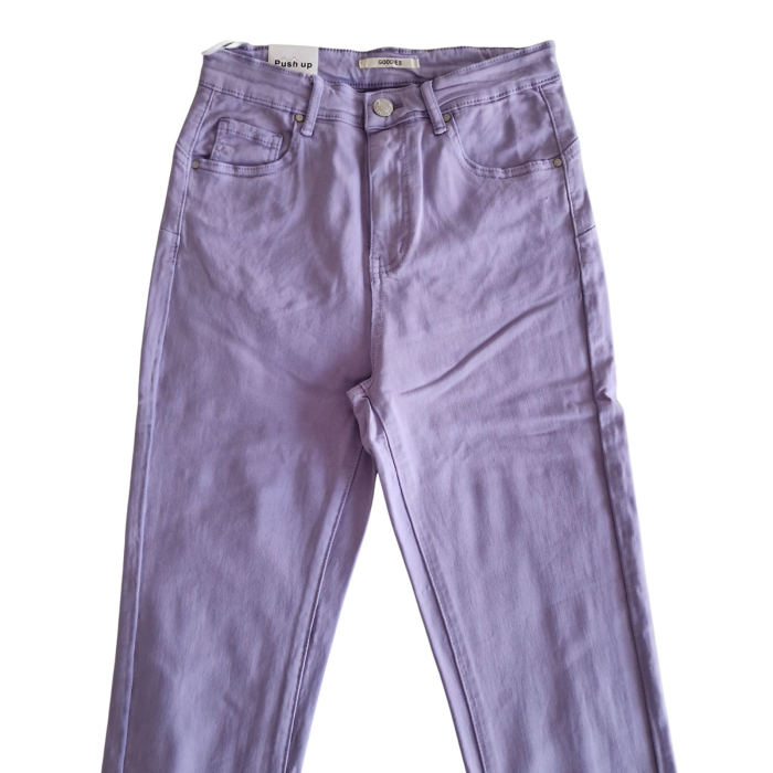 Blugi GOODIES, lila, slim straight, push up, talie inalta, M [3]