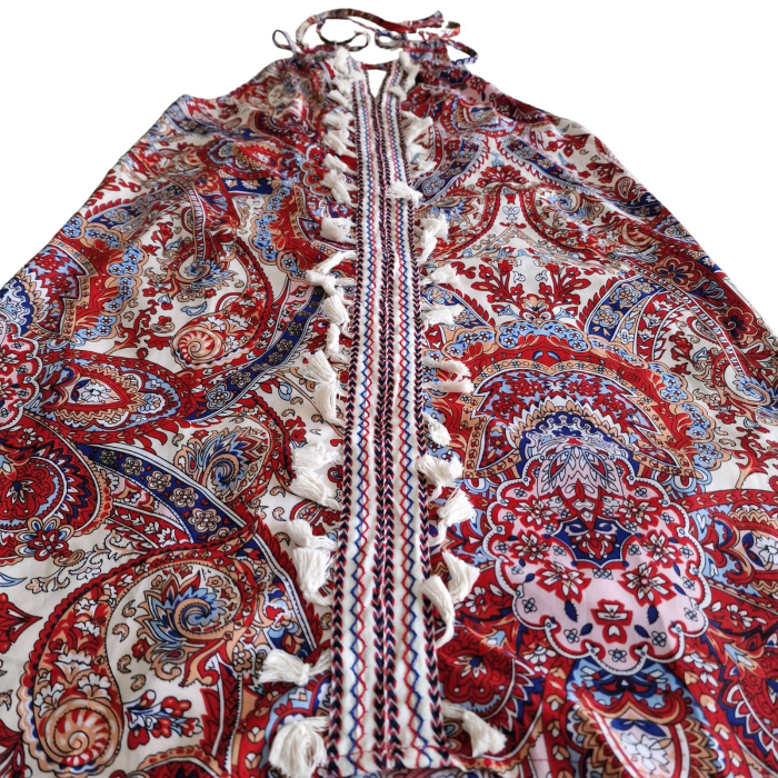 Rochie SHEIN, halter, print paisley, ciucuri decorativi, M [3]