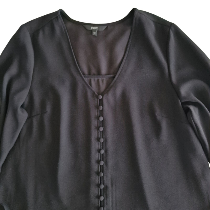 Bluza NEXT eleganta, sifon fluid, decolteu V, nasturi frintali, maneci bufante, L [3]