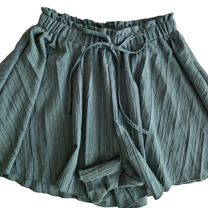 Pantaloni scurti SHEIN tip fusta, verde petrol, pliuri, L [3]