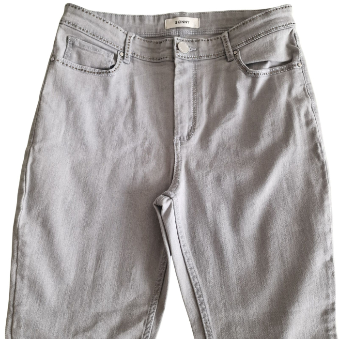 Blugi skinny Marks & Spencer, elastic, pietricele aplicate, gri, L [3]