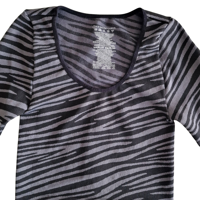 Bluza PRIMARK crop, print zebra, negru-gri, strech, XS [4]