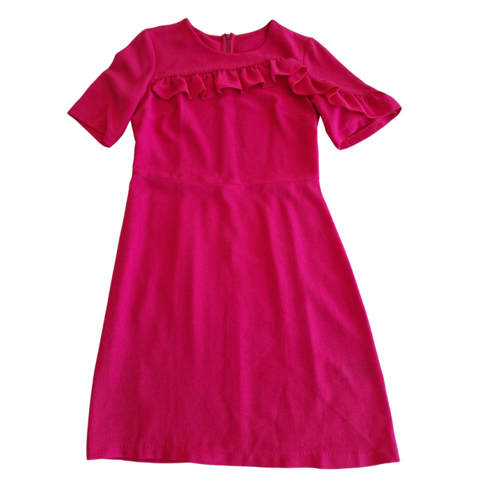 Rochie V by Very, cu volanase, roz fuchsia, shift, material creponat, L [2]