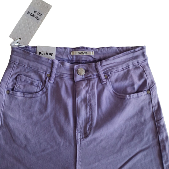 Blugi GOODIES, lila, slim straight, push up, talie inalta, M [4]