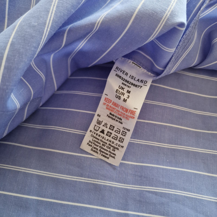 Camasa River Island crop, albastru cu dungi, relaxed fit, M [5]