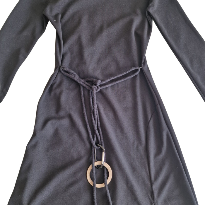 Rochie ZARA, asimetrica, decolteu rotund, centura snur si inel, S [3]