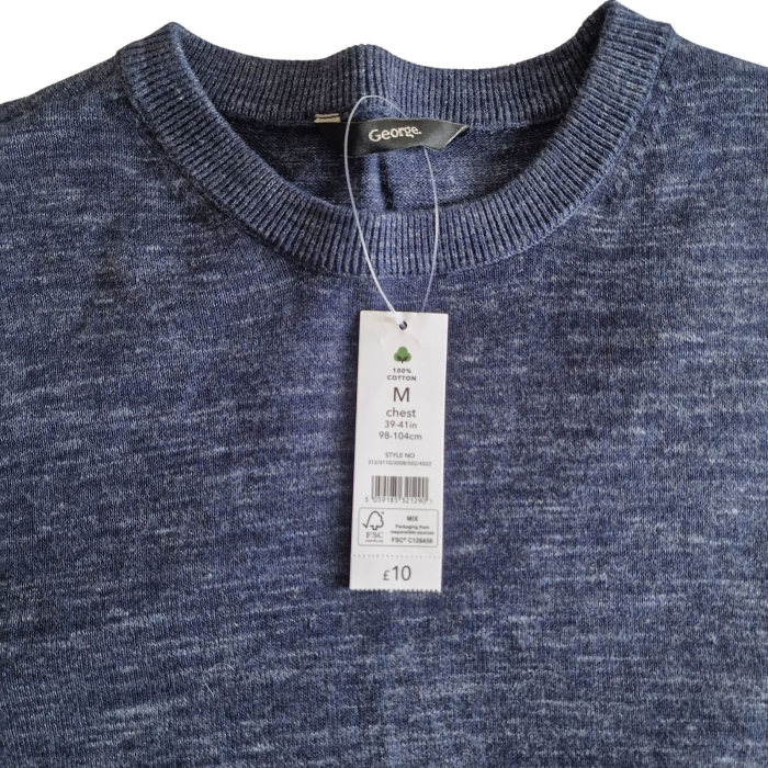 Bluza GEORGE, bleumarin, guler rotund, 100% bumbac, M [4]