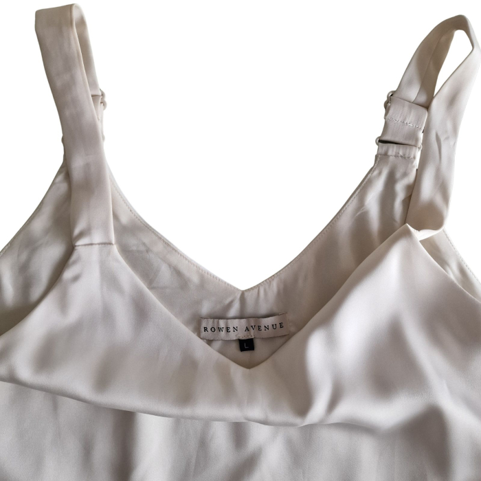 Top Rowen Avenue, alb perlat, bretele late, decolteu V, L [3]