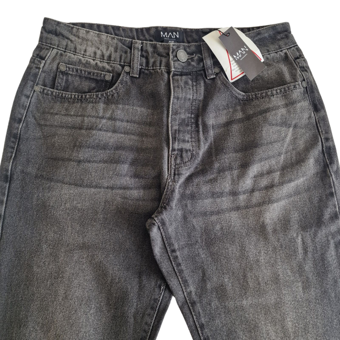 Blugi boohoo MAN, flare fit, gri washed, W32/L32, M [5]