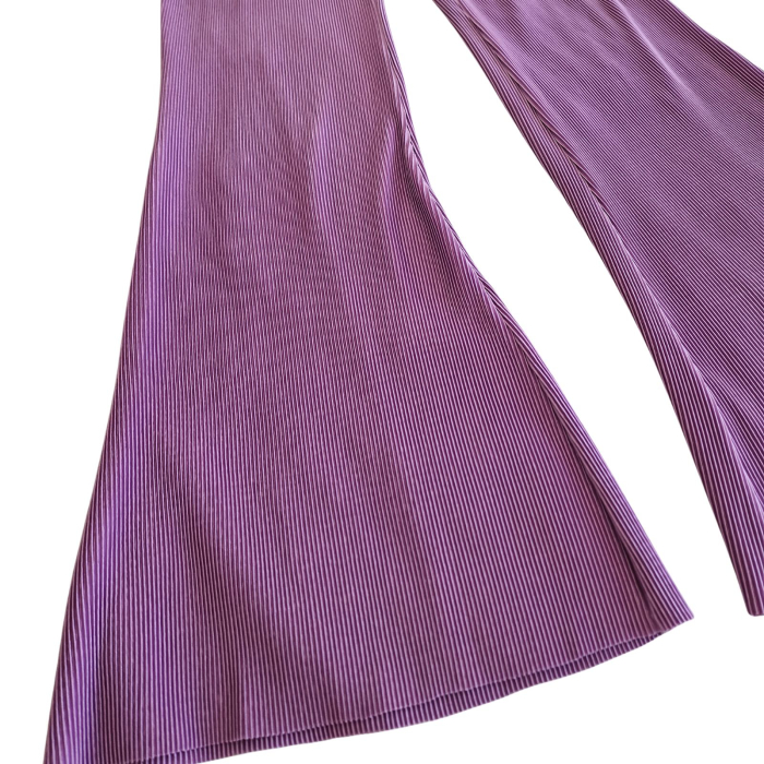 Pantaloni Who I AM, flared ribbed, hight waist, croiala evazata cloche, lila, S [3]