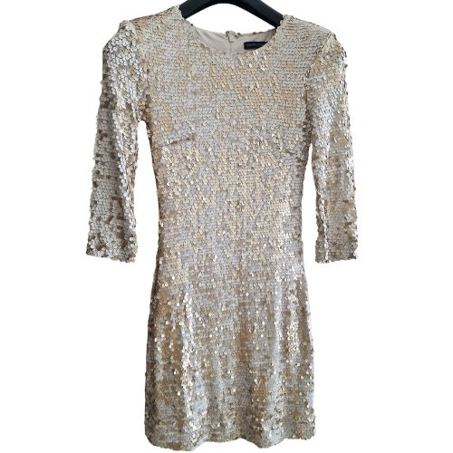 Rochie French Connection - Cream & Champagne Iridescent Sequin Sheath Dress, marime S [4]