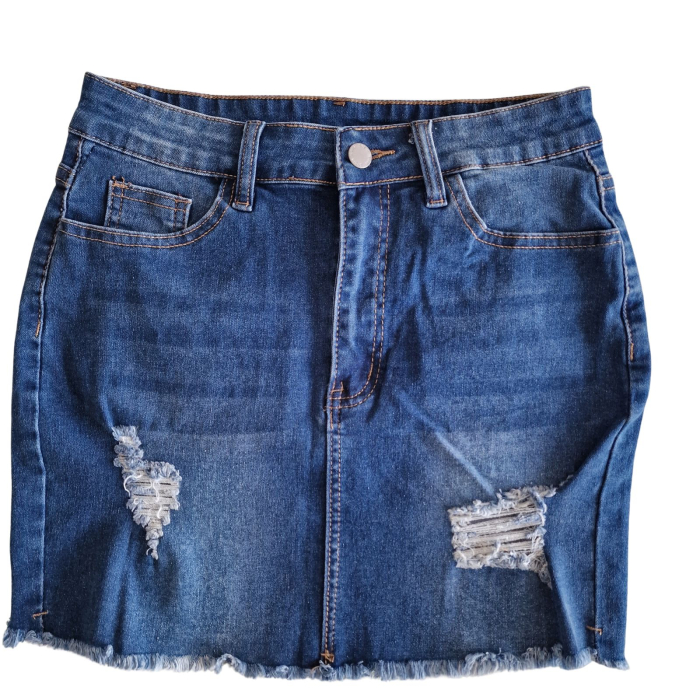Fusta SHEIN denim, distressed, M [5]