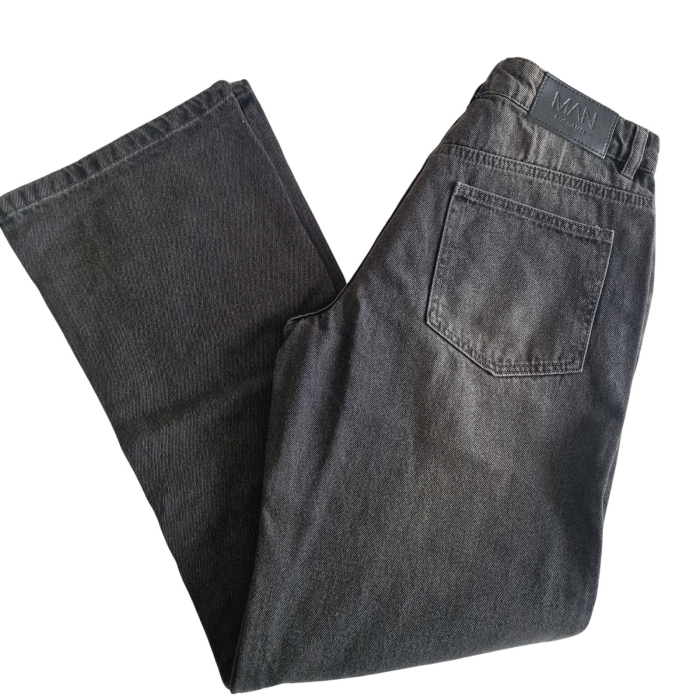Blugi boohoo MAN, flare fit, gri washed, W32/L32, M [4]