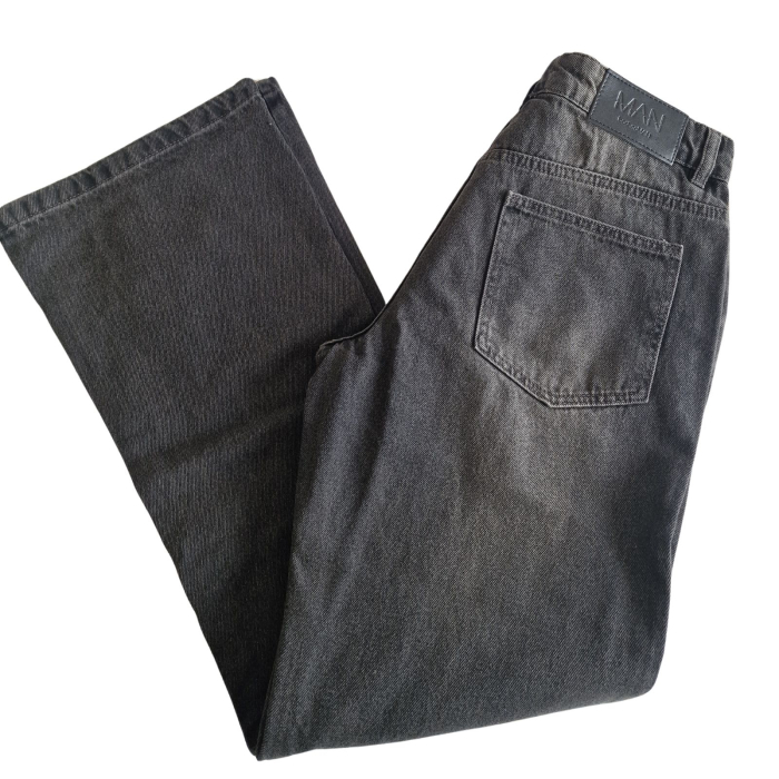 Blugi boohoo MAN, flare fit, gri washed, W32/L32, M [4]