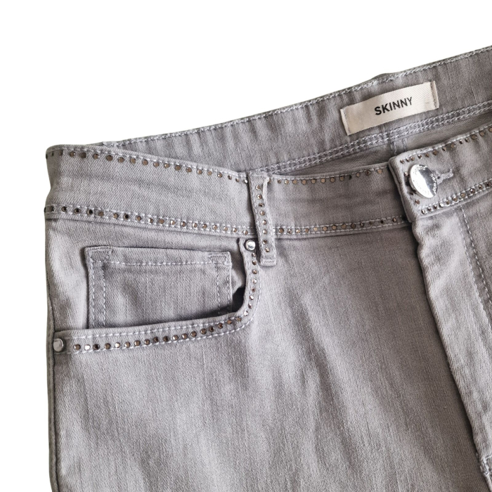 Blugi skinny Marks & Spencer, elastic, pietricele aplicate, gri, L [5]